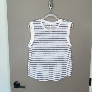 NWT Gap Linen Blend Tank Top - White and Black Stripe - Size M